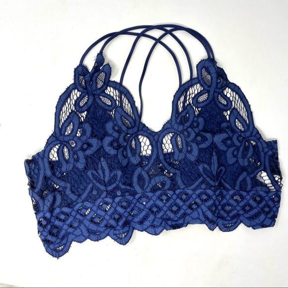 🎁NWT Shein Navy Blue Lace Bralette (like Free People Adella Bra) Size M🎁 - Picture 4 of 7